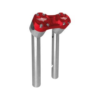 10" Clubstyle Pullback Riser With Red Clamp Silver