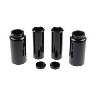 6-Piece Fork Covers with lower Fork Aluminum Covers Long Version, with Cult-Werk Logo, relocated OEM Headlamp Mask and Front Turn Signal Position Black Gloss Powder Coated