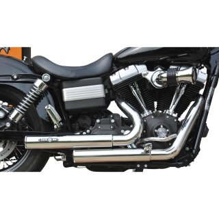 Top Chopp Staggered Exhaust System , Without Heat Shield, Polished Smooth End Cap, 2,5" Polished