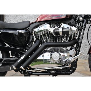 Firestarter Midcontrol Exhaust System , Polished Smooth Heat Shield, Polished Smooth End Cap, Black 2,5"