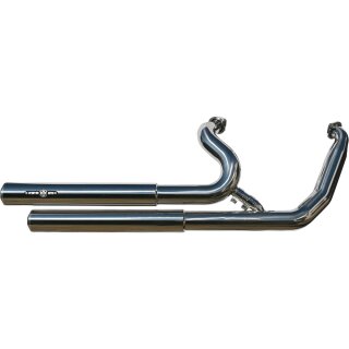 Top Chopp Staggered Floorboard Exhaust System , Without Heat Shield, Polished Smooth End Cap, 2,5" Polished