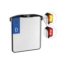 ALL-IN-ONE MICRO License Plate Base Plate 3 in 1 and License Plate Light, German Size 200x220mm Black Anodized