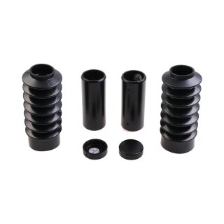 6-Piece Fork Covers with lower Fork Rubbers Short Version, without Cult-Werk Logo, , for OEM Front Turn Signal Position Gloss Black Powder Coated