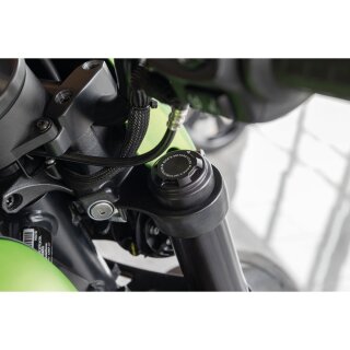 Sportster S Upper Fork Stem Cover Premium, with Ricks Logo Black Satin