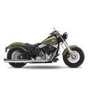 KessTech 2in2 Crossover ESM3 Auspuff Schalldämpfer chrom für Harley FL Softail 12-16