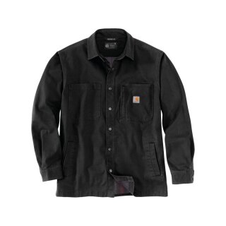 Rugged Flex Relaxed Fit Canvas Fleece-Lined Snap-Front Shirt Jacket L Black