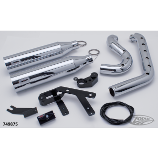 MCJ verstellbare 2-in-2 E5 Auspuffanlage w/hole verchromt für Harley Softail M8 21-24