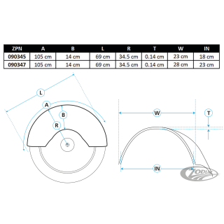 GZP 11" wide Heritage style rear fender