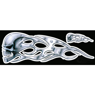 Chrome Skull Left decal 16.31"x5.37"