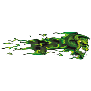 GREEN SKULL RIGHT 3"X10"