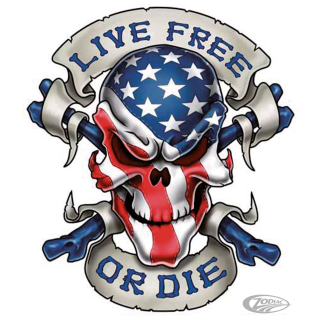 LIVE FREE OR DIE SKULL 6X8IN DECAL