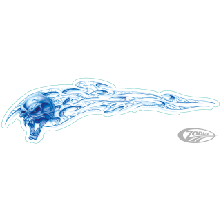 Blue skull right decal 2 5/8"x8"