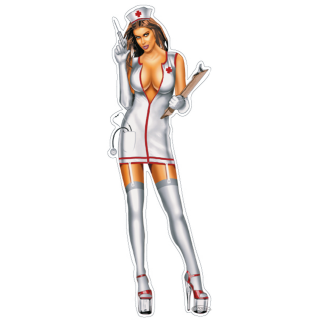 Naughty Nurse babe decal 2.75"x8.22"