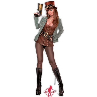 STEAM PUNK PINUP 3X10IN DECAL
