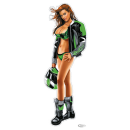 Helmet babe green decal 2.8"x8"