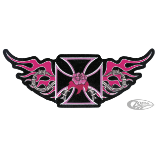 Pink Iron Cross patch 12.25"x5"