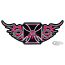 Pink Iron Cross patch 12.25"x5"