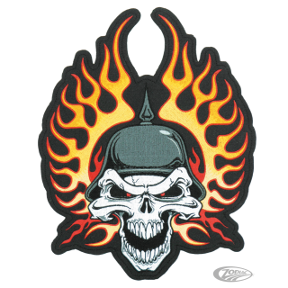 Flame helmet Skull patch 9"x12.5"