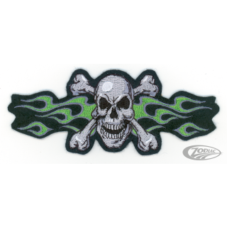 Green Flame Skull Mini Patch
