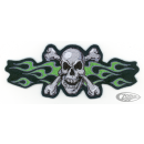 Green Flame Skull Mini Patch