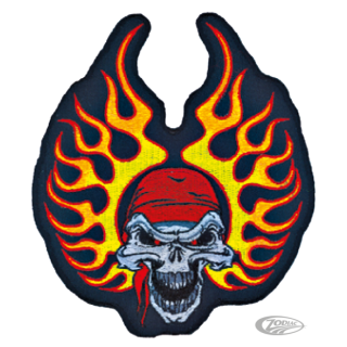 Flame bandana Skull patch 5.75"x5.25"