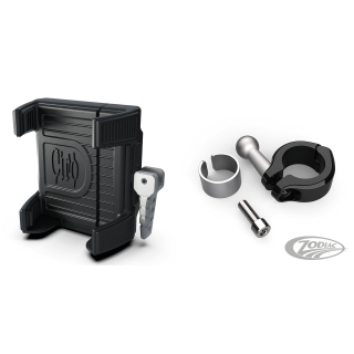 Phone Holder w/Charger 7/8+1" bars Blk