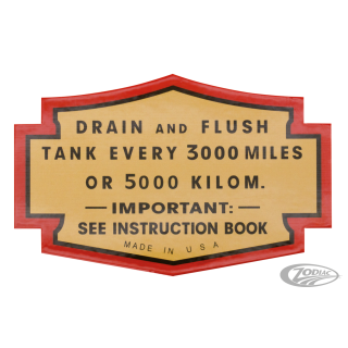 Each Oil tank decal FLH style Drain&flsh