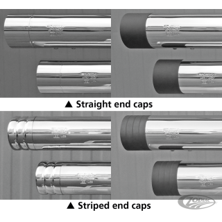 Striped ENDCAPS FOR 100mm MUFFLER blk