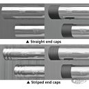 Striped ENDCAPS FOR 100mm MUFFLER blk