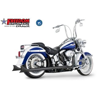 Freedom Performance EURO2 Sharktail Auspuffanlage schwarz für Harley Softail 87-06