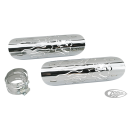 Flaming Skull Heatshield chrome Set