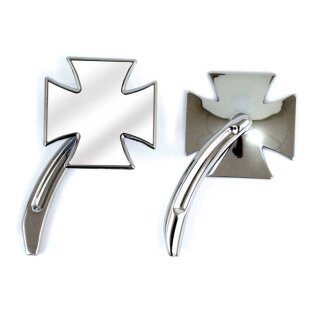 Malteser Kreuz Billet Alu Spiegel Set chrom für Harley Modelle ab 1965