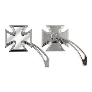 Malteser Kreuz Billet Spiegel chrom für Harley Modelle ab 1965