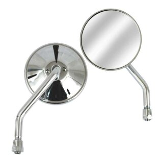 4" Round Custom mirror, left, 10mm. Chrome