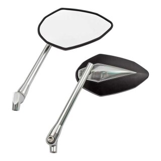 Double Deuce mirror set. Black/chr. head & silver alu stem