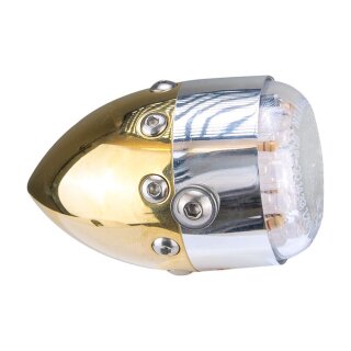 HKC Retro LED taillight Polished brass with alu front ring