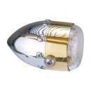 HKC Retro LED taillight Polished alu with brass front ring