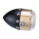 HKC Retro LED taillight Matte black with brass front ring