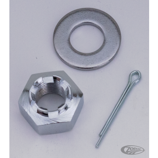 GZP chrome castle nut, washer, cotterpin