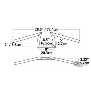 GZP ZCP Donkey bar 1" chr dimpled 6-1/2"