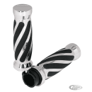 GZP Swirl style grips Chrome dual cable