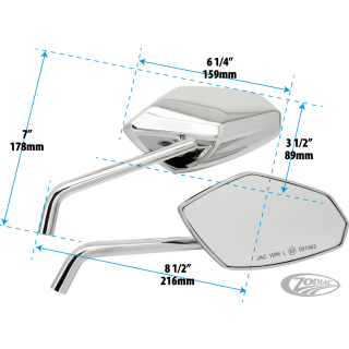 GZP Chr Deluxe Street Rod mirrorset
