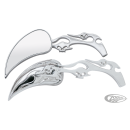 GZP Meteor mirrors w/skull & flame stem