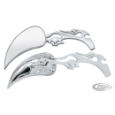 GZP Meteor mirrors w/skull & flame stem
