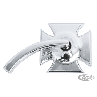 Billet Maltese Cross mirror left polish