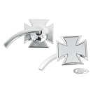 Billet Maltese Cross mirror left polish