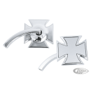 Billet Maltese Cross mirror left polish