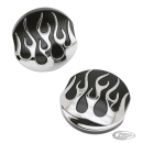 GZP Black chrome flamed gascap set L+R