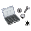Assortment tray indent hex serrated