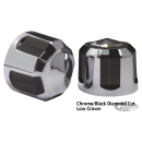 Diamond cut bolt cap chr/blk set TC99-17
